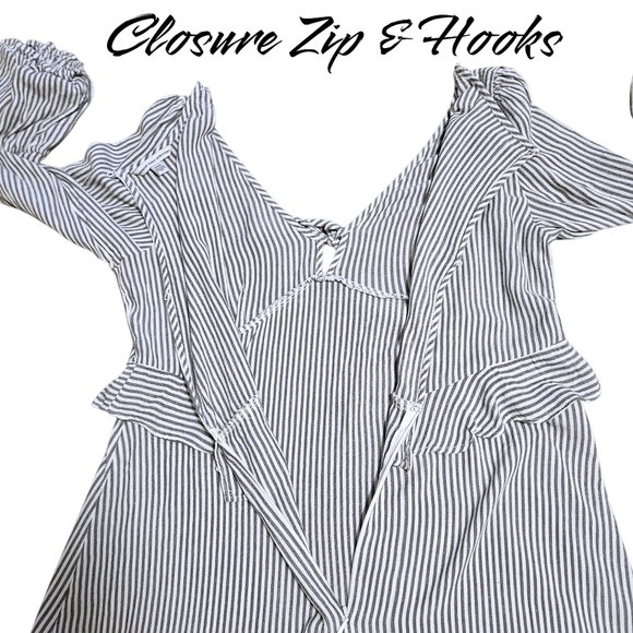 American Eagle Striped Ruffle Dress M Tie Front Cottagecore Milkmaid Coquette AE - Picture 10 of 16